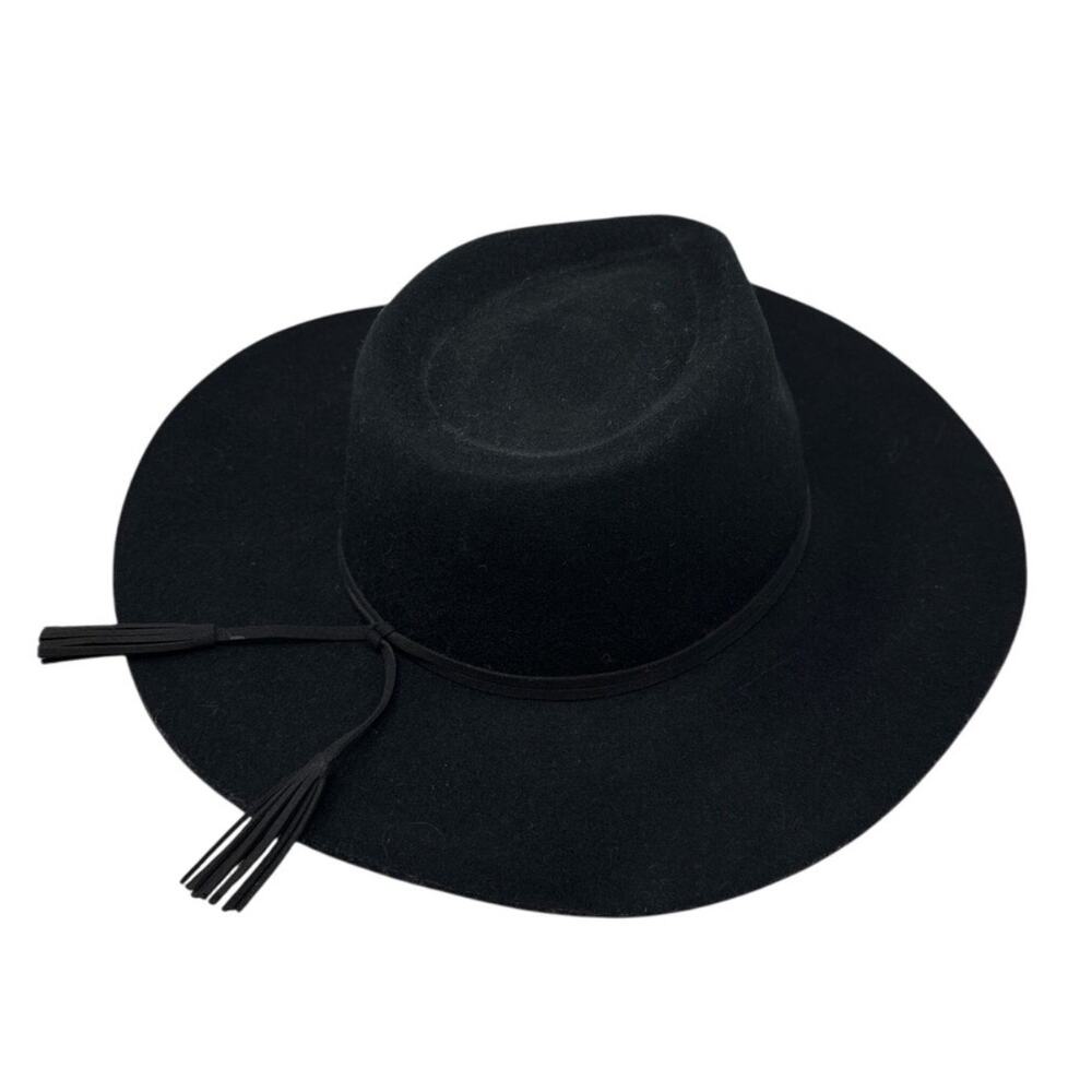 NWT Anthropologie black 100% Wool Rancher Western Festival Hat  One Size